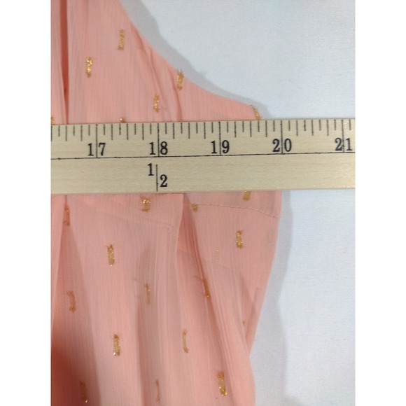 LC Lauren Conrad Peach Gold Polka Dot Chiffon Tiered Maxi‎ Dress Size 2X - Picture 6 of 12